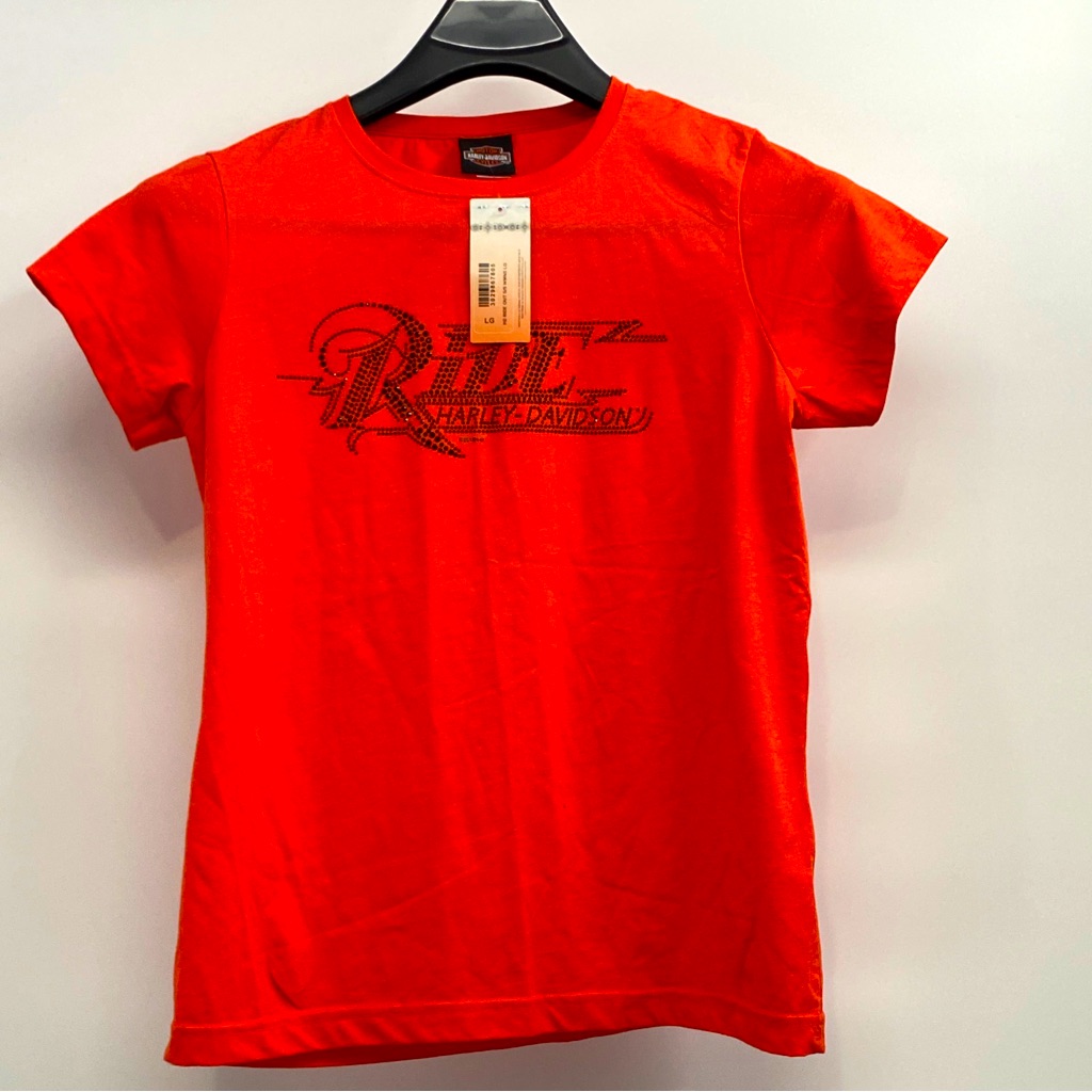 Orange Womens Ride Harley Davidson Tshirt Barnett El Paso Tx Size Large Nwt